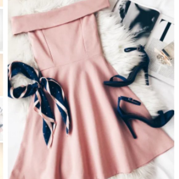 Lulus Dresses & Skirts - Lulu's Blush Season of Fun Off the Shoulder Skater Dress Sz M